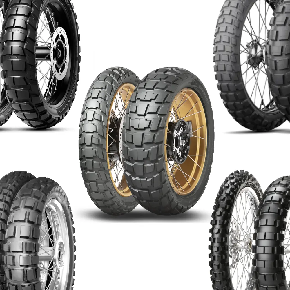 Neumáticos trail 50/50 para Yamaha Ténéré 700: Metzeler Karoo 4, Michelin Anakee Wild, TKC 80, Pirelli Scorpion Rally y Dunlop Trailmax Raid.